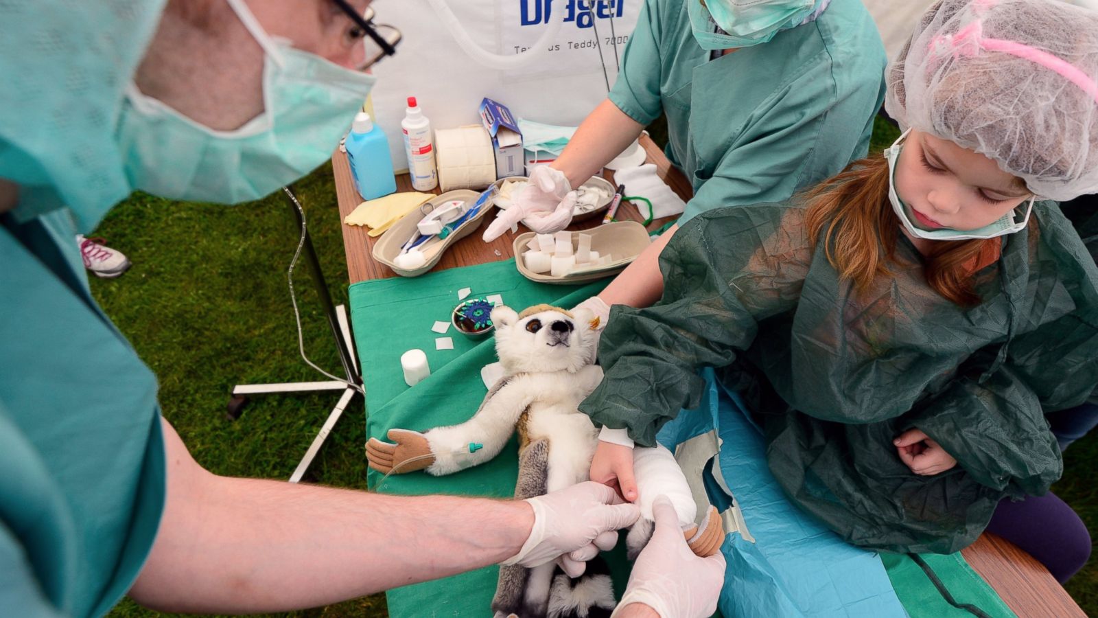 Stuffed animal hospital scene